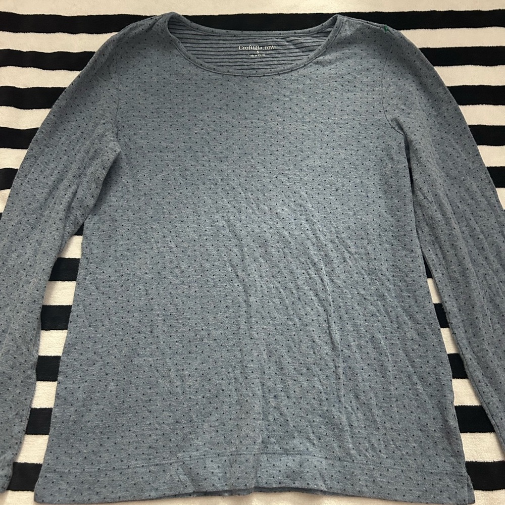Lands' End Women's Heathered Blue Long Sleeve Tee